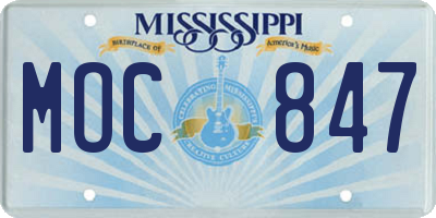 MS license plate MOC847