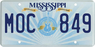 MS license plate MOC849
