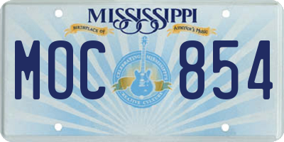 MS license plate MOC854