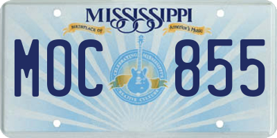 MS license plate MOC855