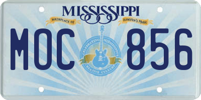 MS license plate MOC856