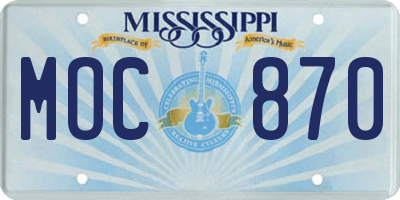 MS license plate MOC870
