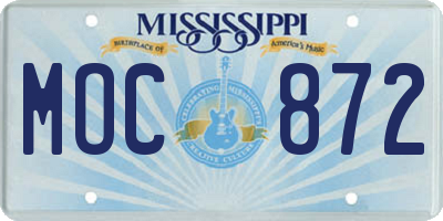 MS license plate MOC872