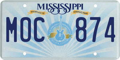 MS license plate MOC874