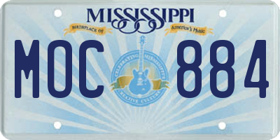 MS license plate MOC884