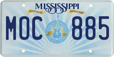 MS license plate MOC885