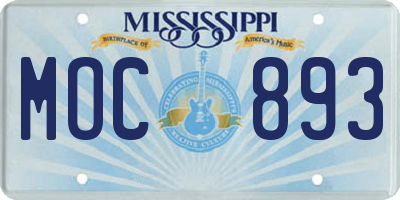 MS license plate MOC893