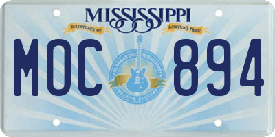 MS license plate MOC894