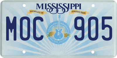 MS license plate MOC905