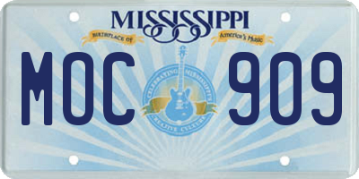 MS license plate MOC909