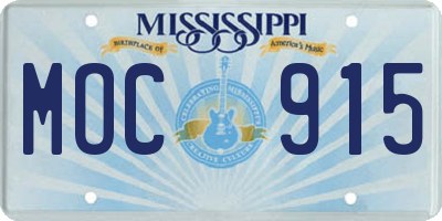MS license plate MOC915