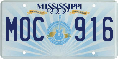 MS license plate MOC916