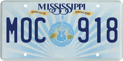 MS license plate MOC918
