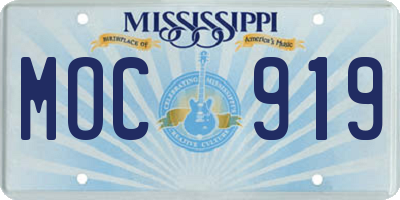 MS license plate MOC919