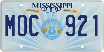 MS license plate MOC921