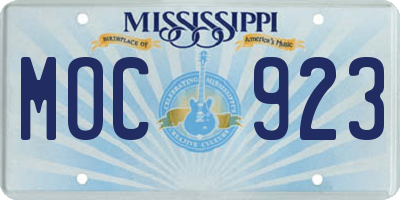 MS license plate MOC923