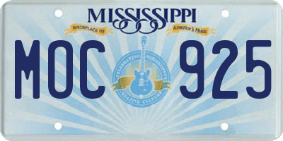 MS license plate MOC925