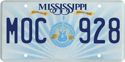 MS license plate MOC928