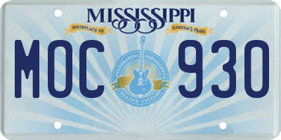 MS license plate MOC930