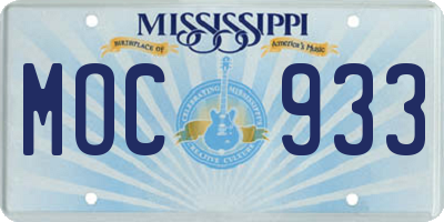 MS license plate MOC933