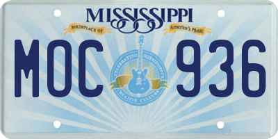 MS license plate MOC936