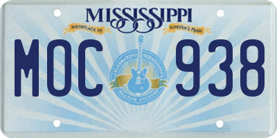 MS license plate MOC938