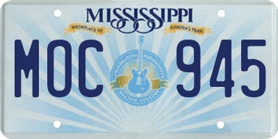MS license plate MOC945