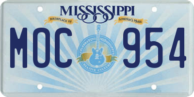 MS license plate MOC954