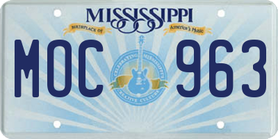 MS license plate MOC963