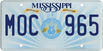 MS license plate MOC965