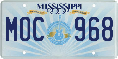 MS license plate MOC968