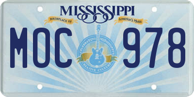MS license plate MOC978