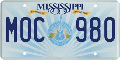 MS license plate MOC980