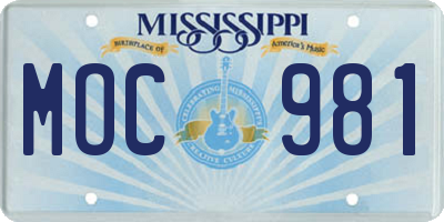 MS license plate MOC981