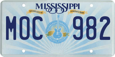 MS license plate MOC982