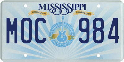 MS license plate MOC984