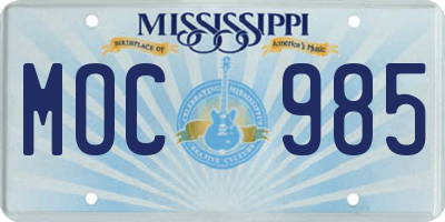 MS license plate MOC985