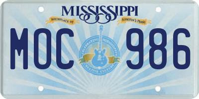 MS license plate MOC986