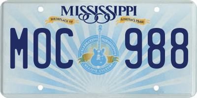 MS license plate MOC988