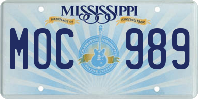 MS license plate MOC989