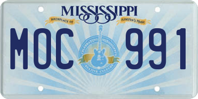 MS license plate MOC991