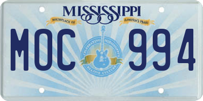 MS license plate MOC994