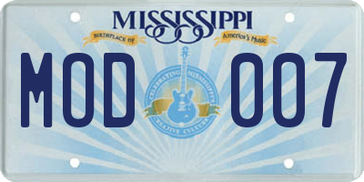 MS license plate MOD007