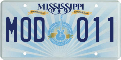 MS license plate MOD011