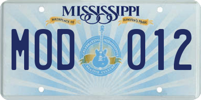 MS license plate MOD012