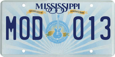 MS license plate MOD013