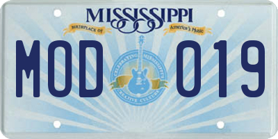 MS license plate MOD019