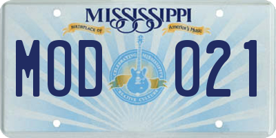 MS license plate MOD021