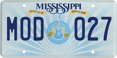 MS license plate MOD027