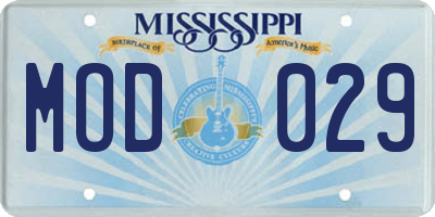 MS license plate MOD029